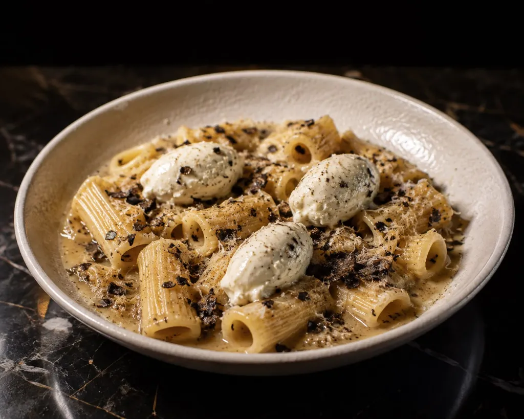 pate a la truffe et creme stracciatella truffé