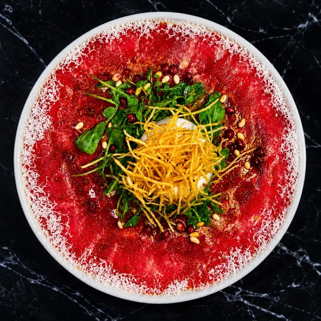 carpaccio filet pure blacks Angus burrata huile de truffe tartufata