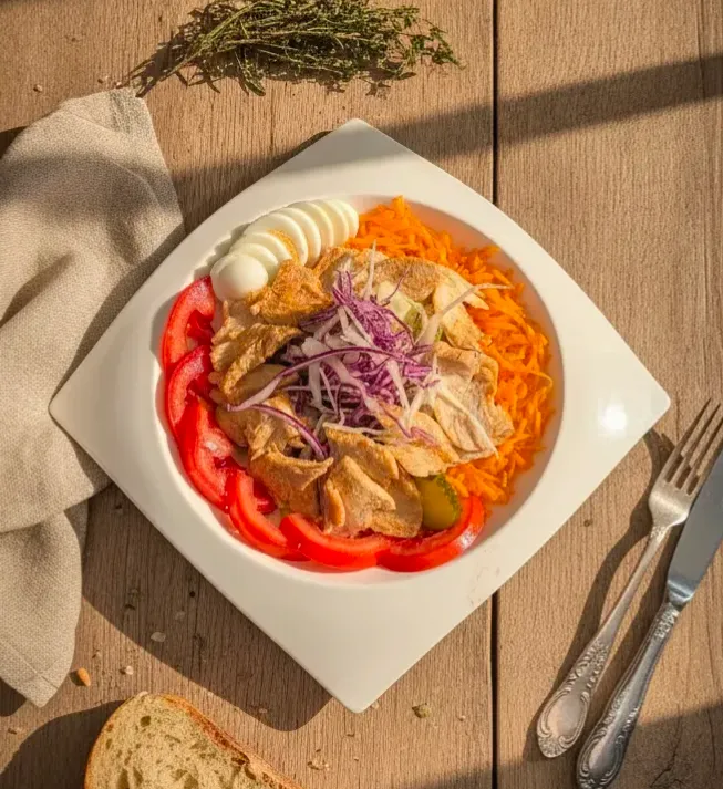 Salade Bressane:poulet-crudités