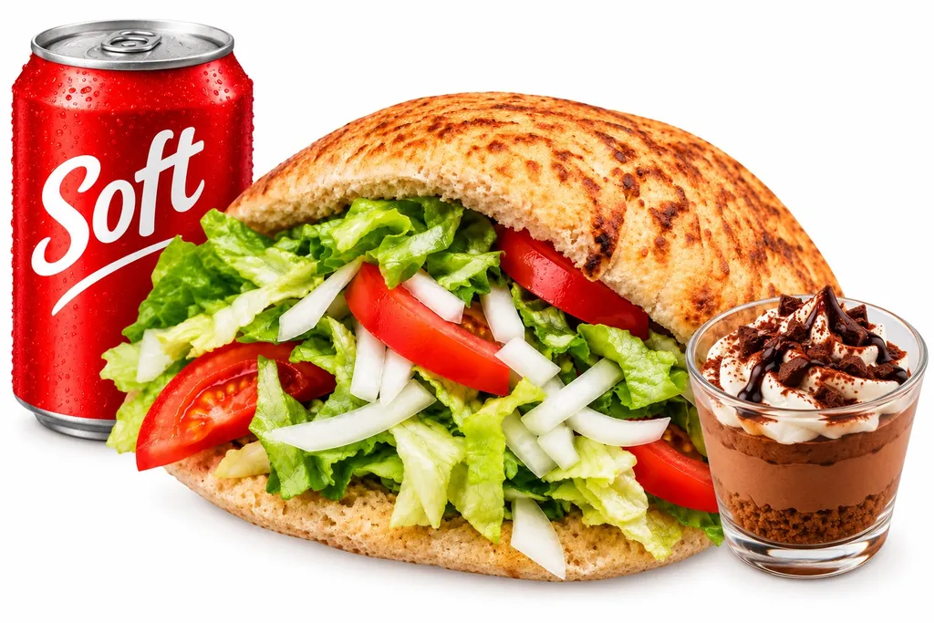 Petite pita (galette) + boisson + dessert