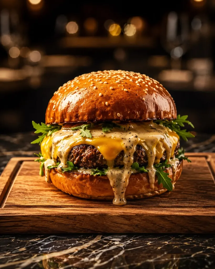 Burger Angus cheddar sauce poivre