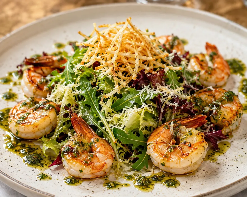 salade de scampis rôti et sa sauce chimichurri