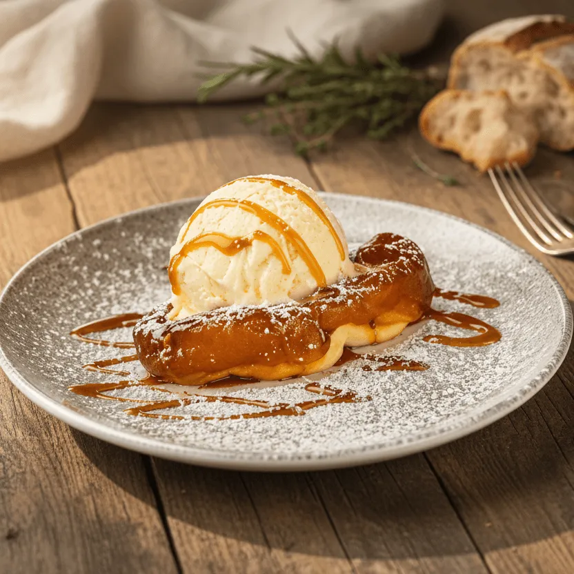 Tarte tatin à la glace vanille
