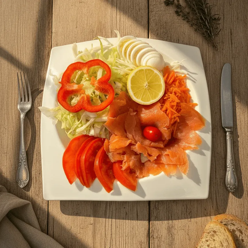 Salade Norvégienne:saumon-crudités