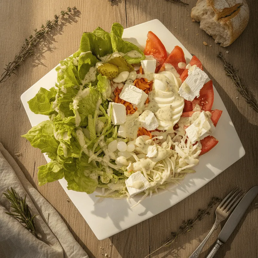Salade Grecque:fromage Féta-crudités