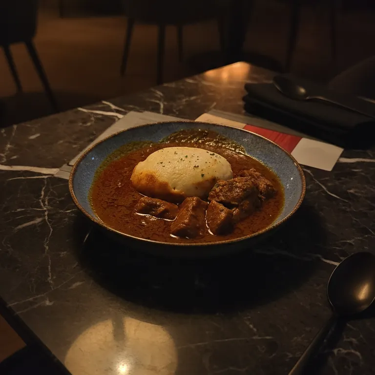 Boeuf, Sauce Graines (Moambé Foutou Banane)