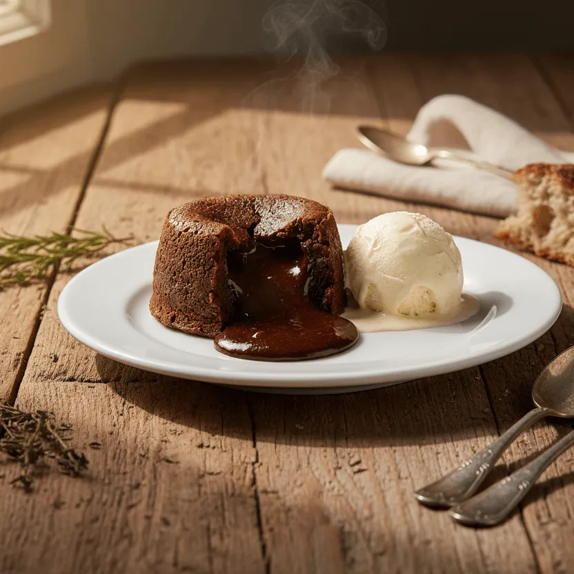 Moelleux au chocolat et glace vanille