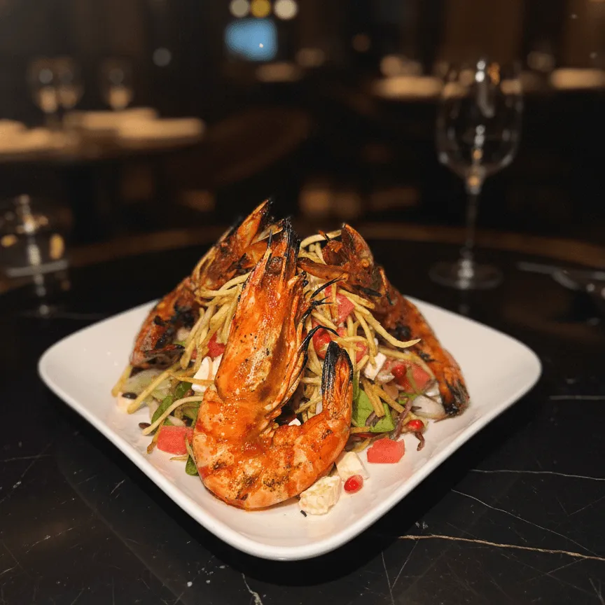 Salade de Gambas Royale, Fêta & Pastèque