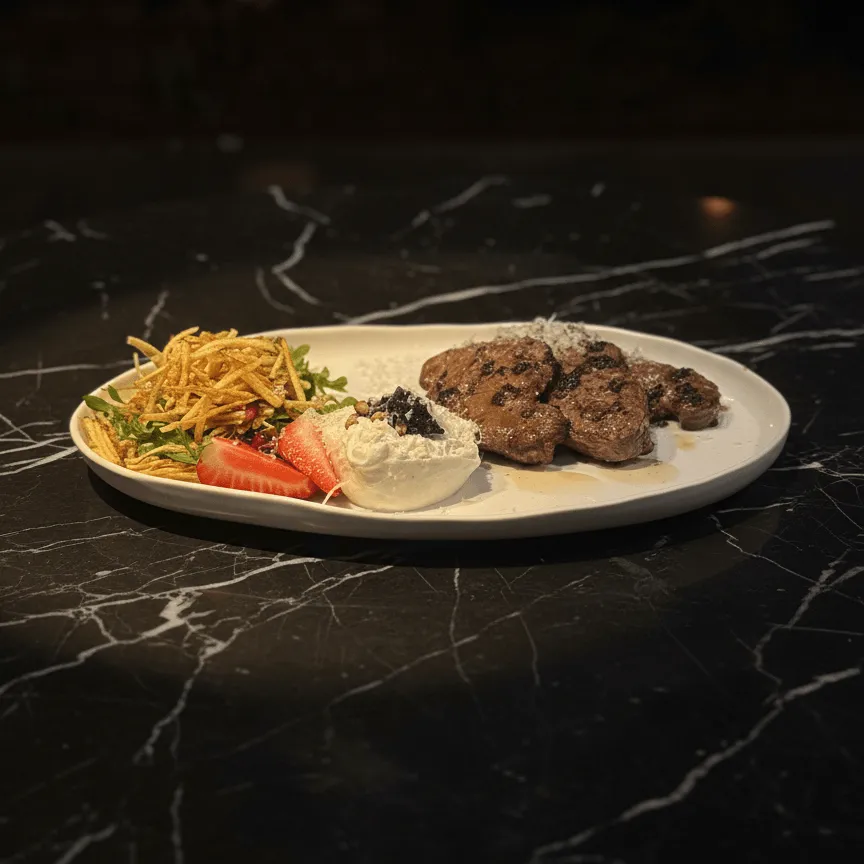 Emincé de boeuf & burrata à la truffe