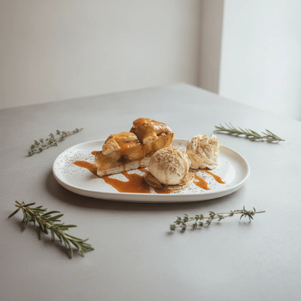 Tarte aux pommes et glace