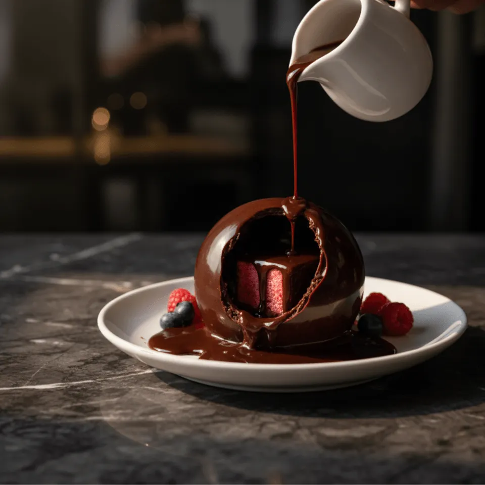 Dome au chocolat au chocolat chaud